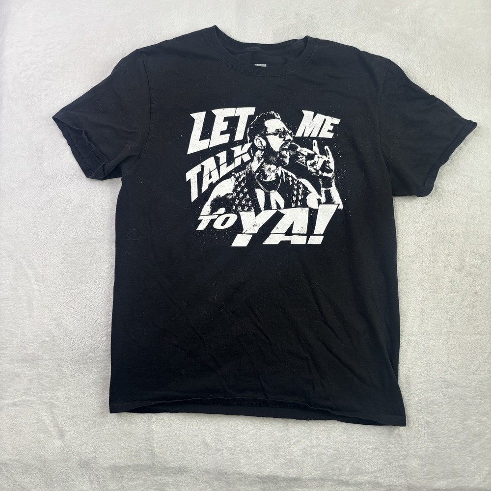 WWE LA Knight Let Me Talk To Ya Black SS Graphic Shirt Men's Large Fitted